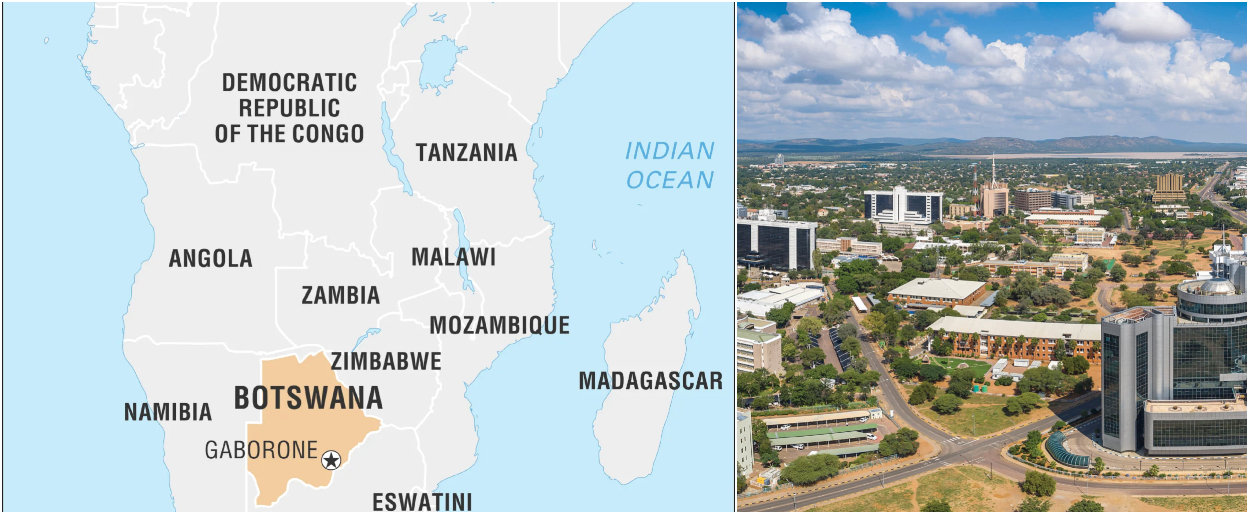 O Botswana situa-se numa zona árida do interior da África meridional. 